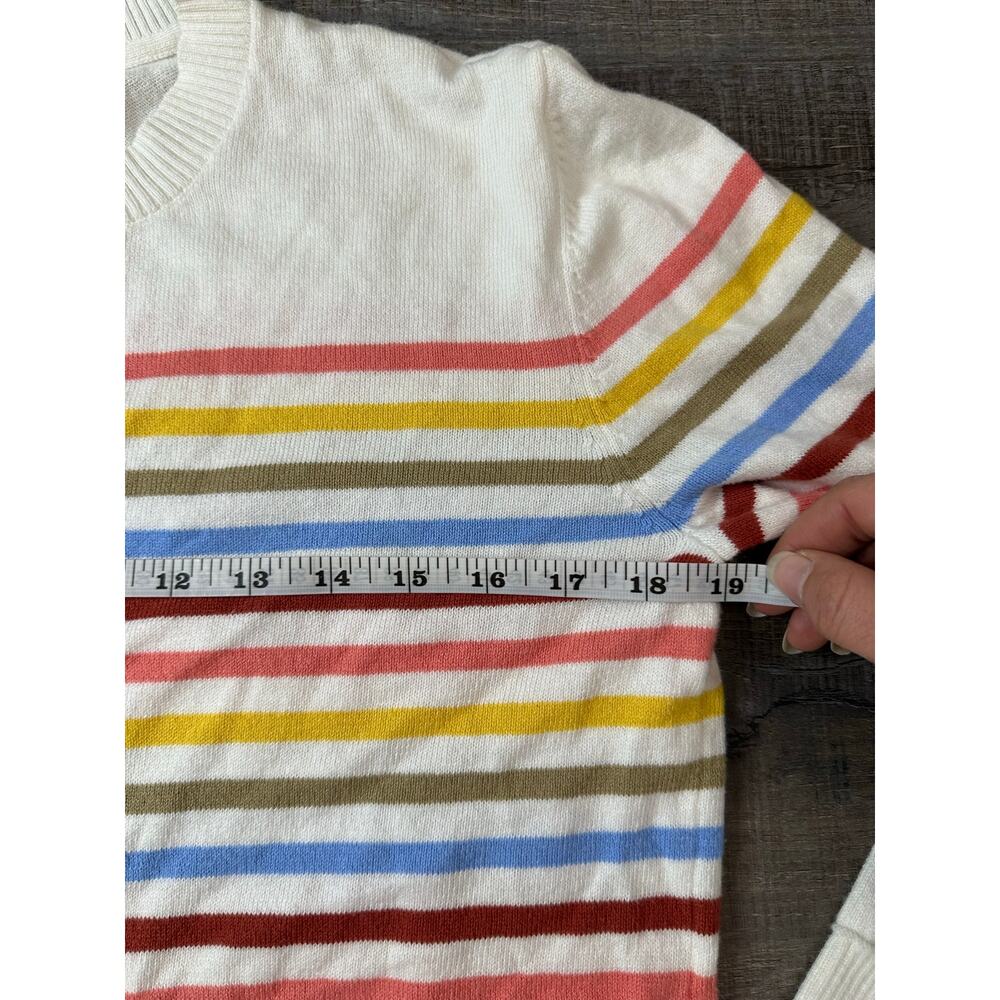 LL Bean White Multi-Color Stripes Sweater Cotton Cashmere Blend Preppy XS - Picture 5 of 10